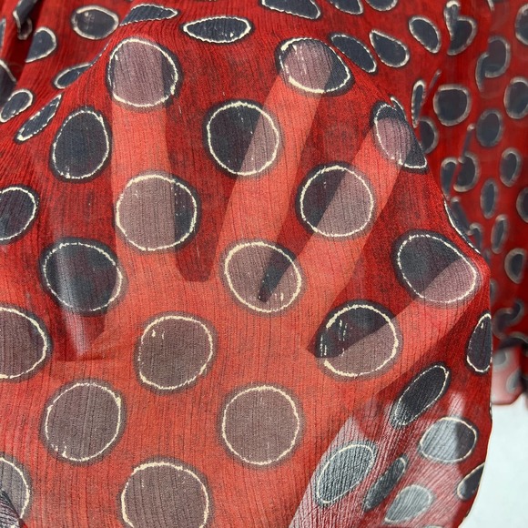 ISABEL MARANT Shirt Womens 34 XS Rust Red Polka Dot Sheet Silk Long Sleeve - Picture 11 of 16